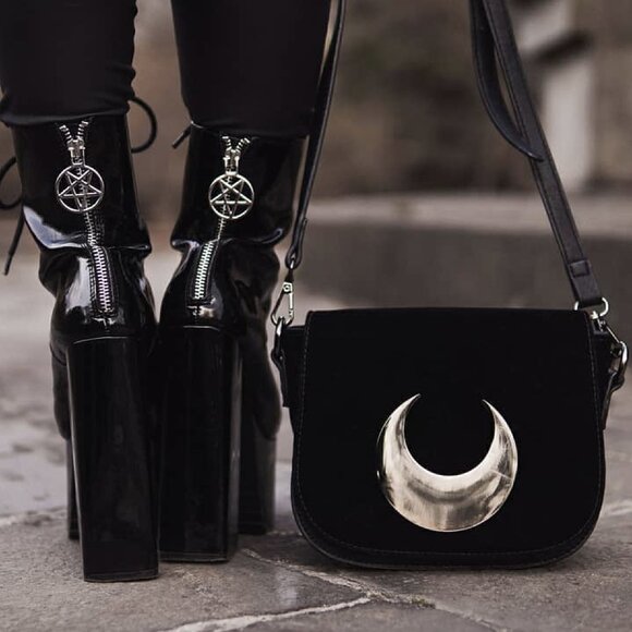 Killstar Handbags - KILLSTAR Callisto vegan leather/faux suede shoulder bag